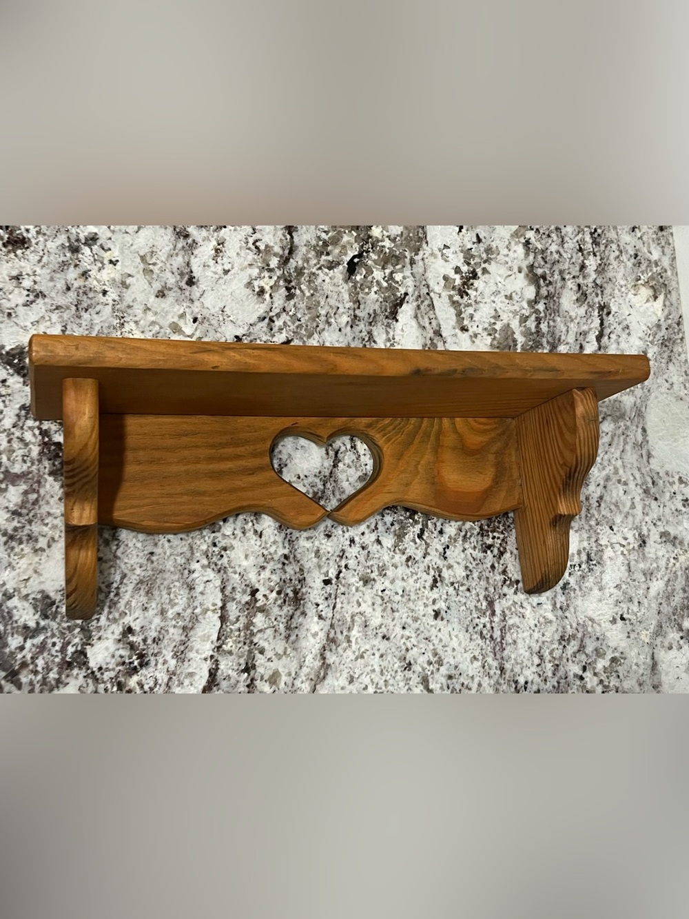 Vintage 1990s Heart Wall Shelf – Wooden Country Farmhouse Cottagecore Decor